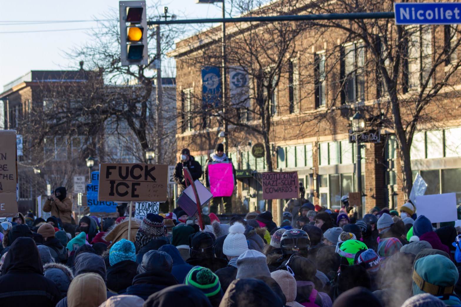 Rally at the site where Alex Pretti was murdered